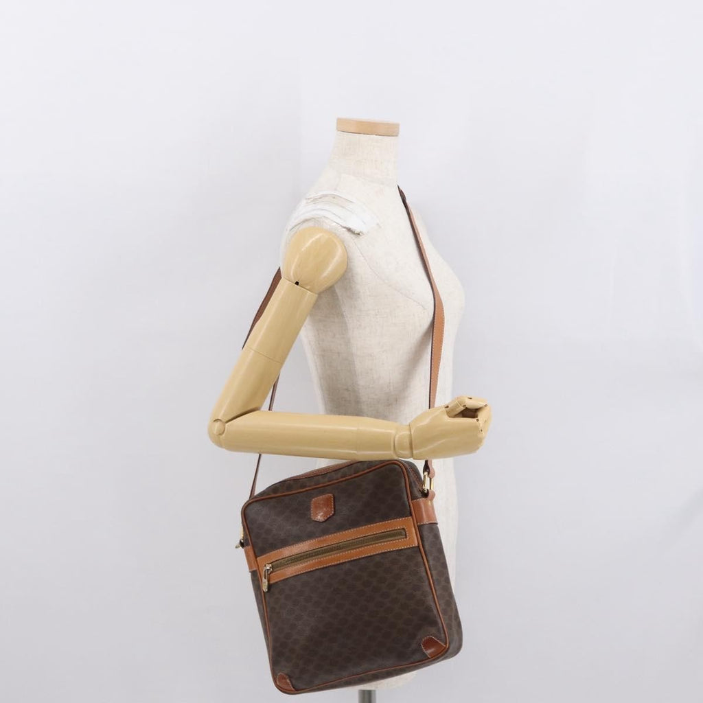 Celine Vintage Macadam Shoulder Bag Canvas And Leather Brown Pvc Shoulder Bag Bag