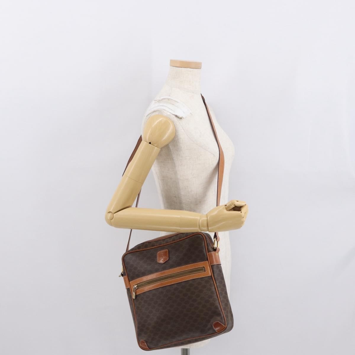 Celine Vintage Macadam Shoulder Bag Canvas And Leather Brown Pvc Shoulder Bag Bag