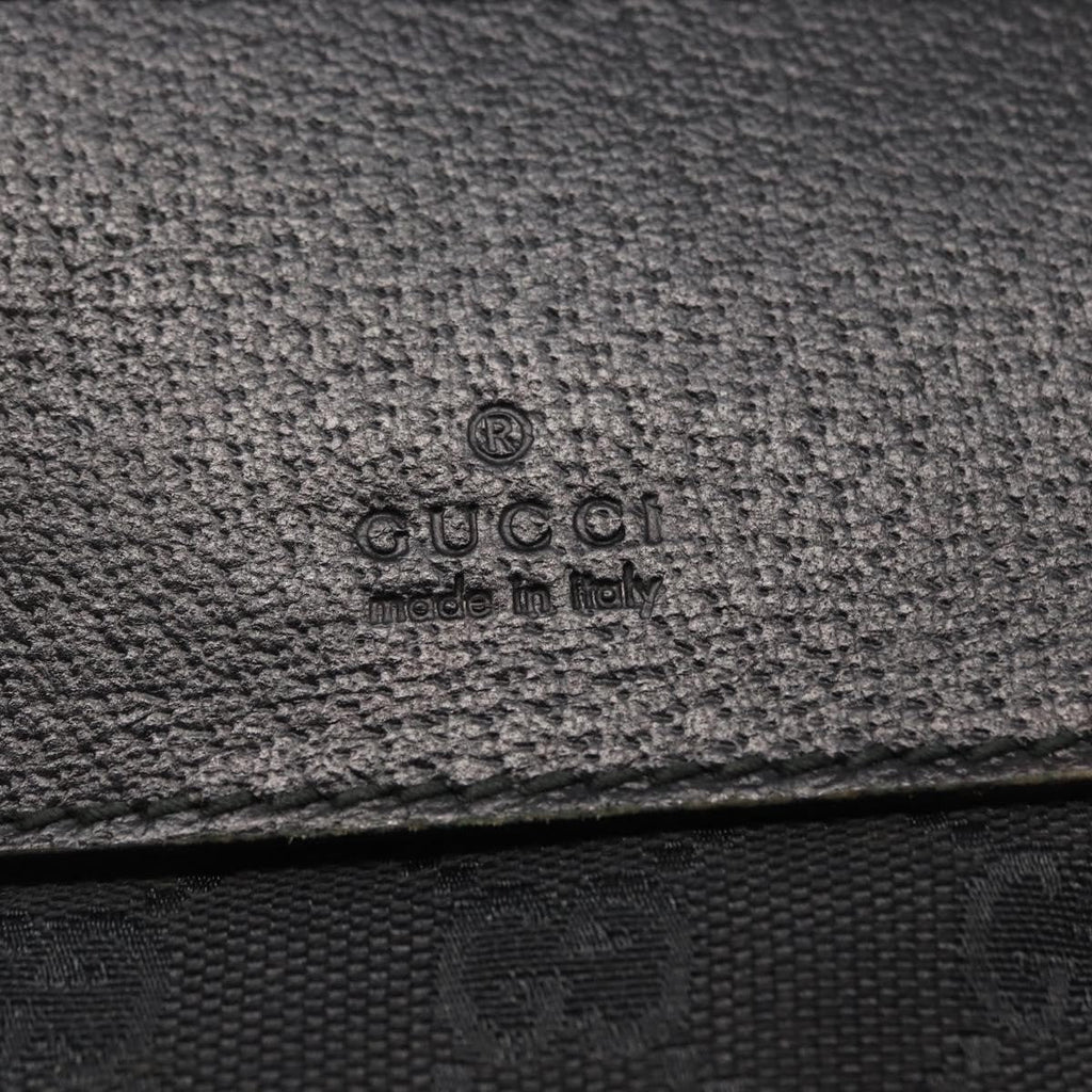 Gucci Vintage Double Belt Bag Gg Canvas With Leather Black Canvas Clutche & Pouche Bag (Pre-Owned)
