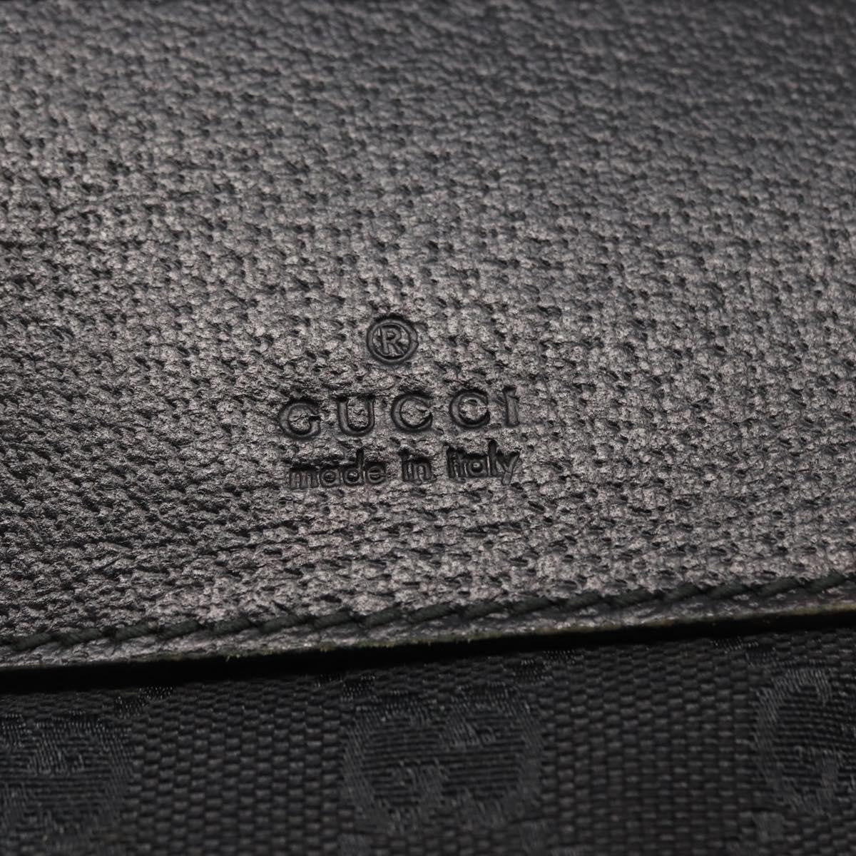 Gucci Vintage Double Belt Bag Gg Canvas With Leather Black Canvas Clutche & Pouche Bag (Pre-Owned)