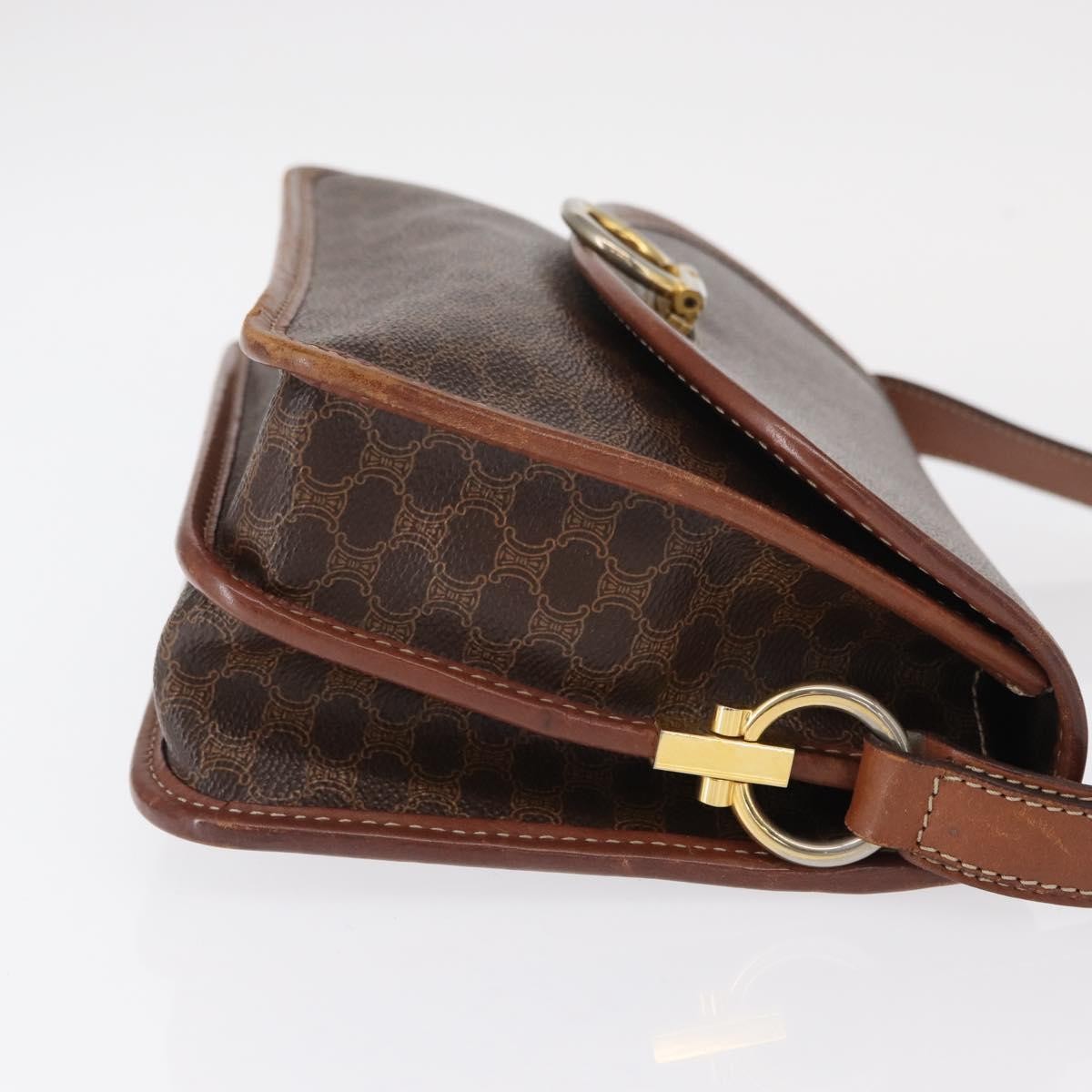 Celine Vintage Macadam Shoulder Bag Canvas Brown Canvas Shoulder Bag Bag