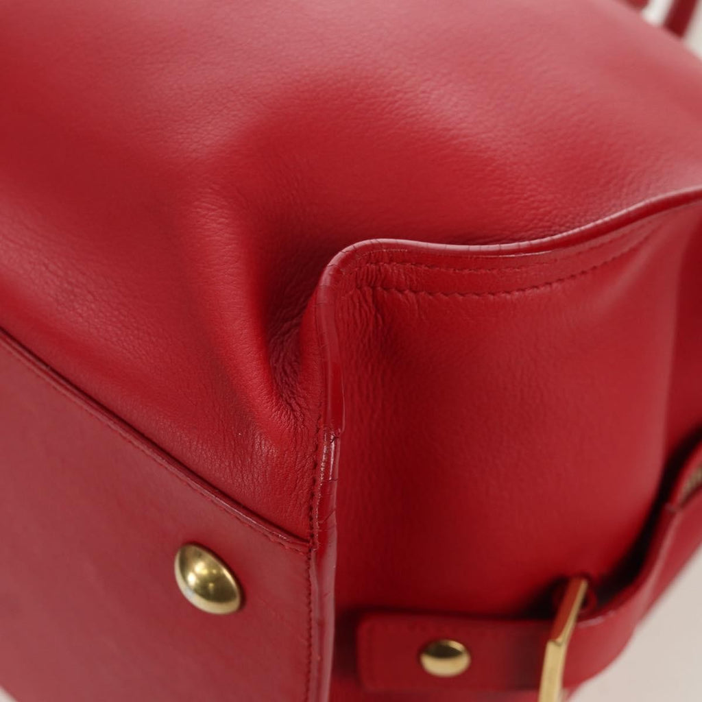 Saint Laurent Classic Y Cabas Leather Red Leather Handbag (Pre-Owned)