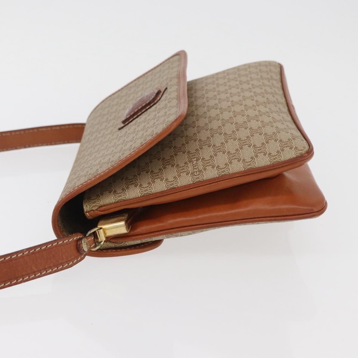 Celine Vintage Macadam Shoulder Bag Canvas And Leather Beige Canvas Shoulder Bag Bag