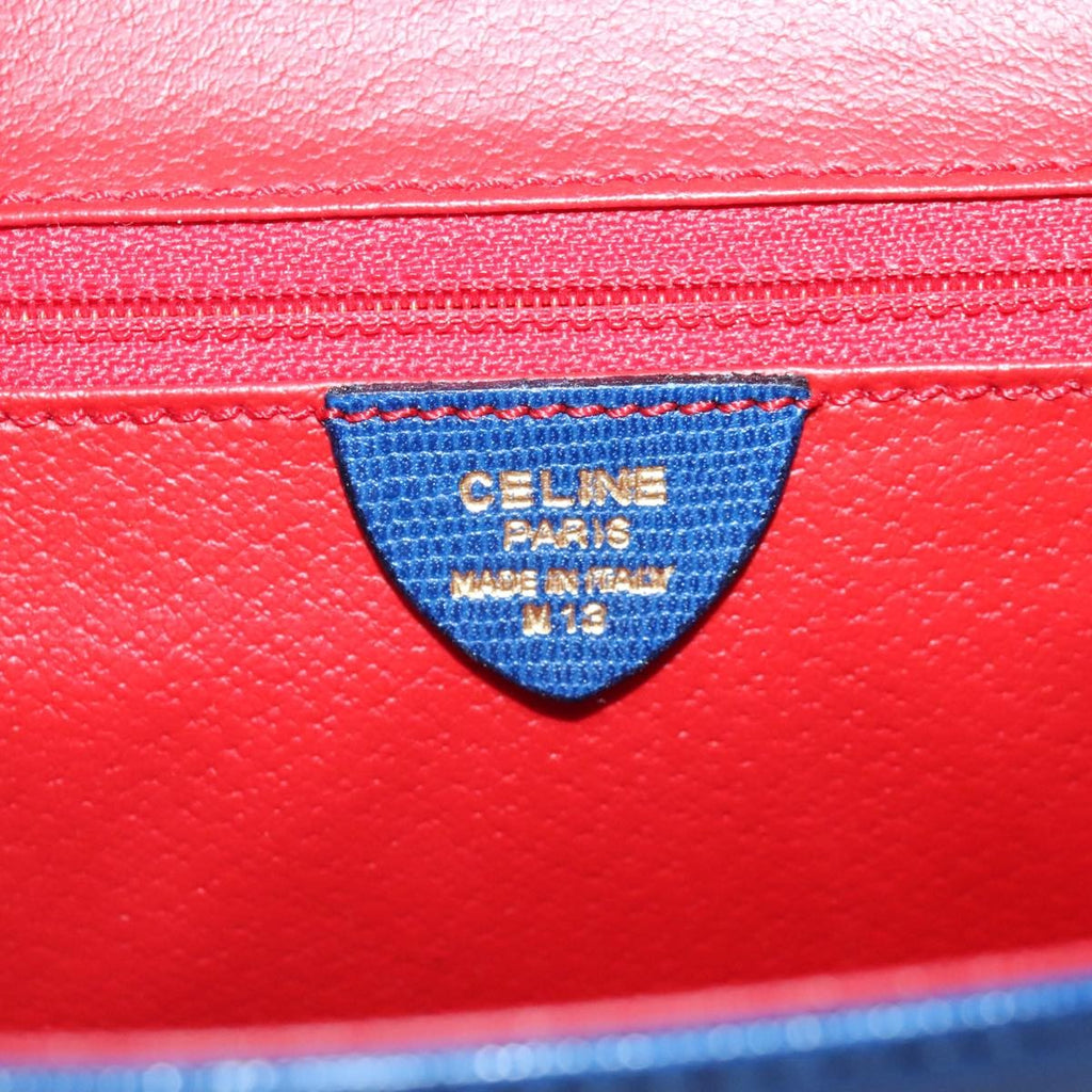 Celine Vintage Circle Logo Crossbody Bag Leather Blue Leather Shoulder Bag Bag