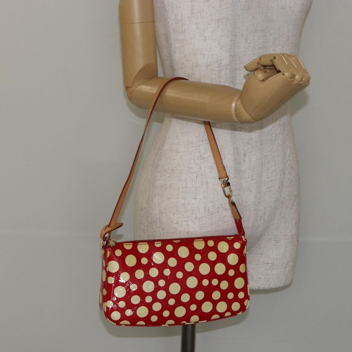 Louis Vuitton Pochette Accessoires Yayoi Kusama Painted Dots Monogram Vernis Red Patent_Leather Clutche & Pouche Bag