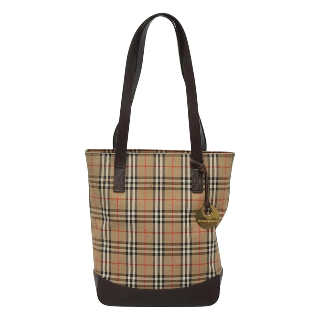 Burberry Nova Check Tote Canvas And Leather Beige Canvas Tote Bag