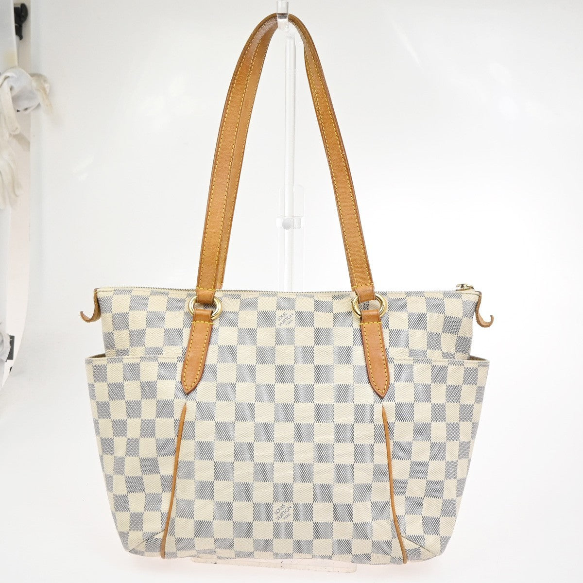 Louis Vuitton Totally Handbag Damier Azur White Canvas Shoulder Bag