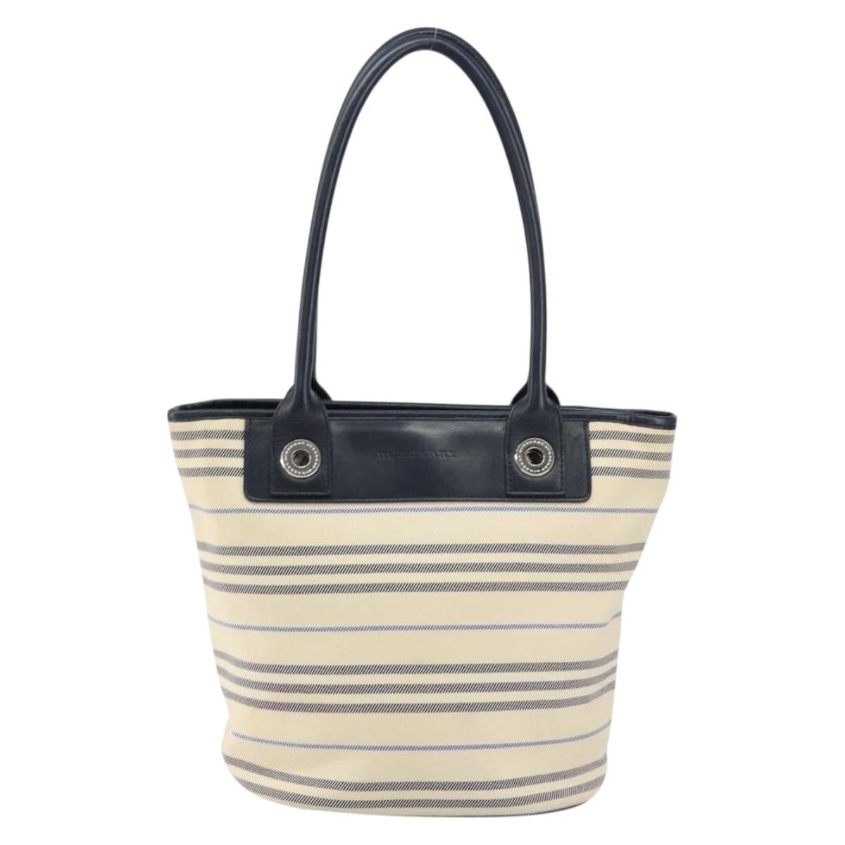 Burberry Vintage Tote Bag Canvas Beige Canvas Tote Bag