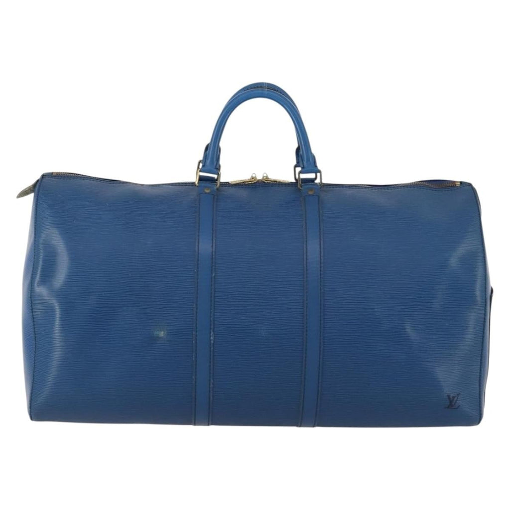 Louis Vuitton Keepall Bag Epi Leather Blue Leather Travel Bag