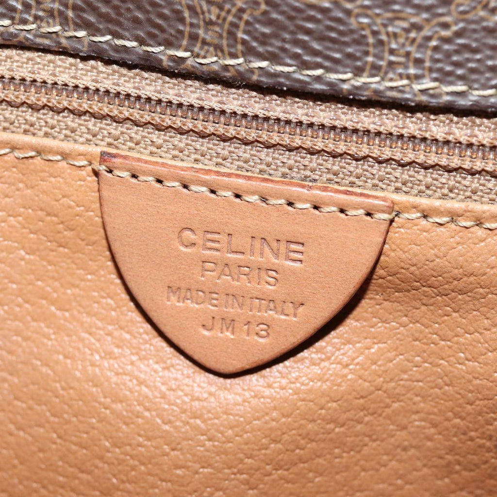 Celine Circle Logo Shoulder Bag Canvas Brown Canvas Shoulder Bag Bag