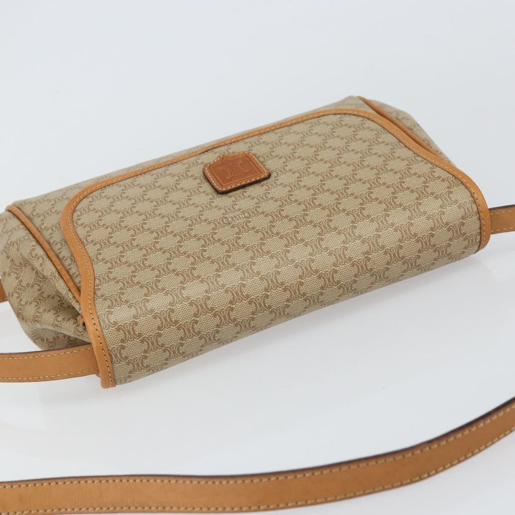 Celine Vintage Macadam Shoulder Bag Canvas And Leather Beige Canvas Shoulder Bag Bag