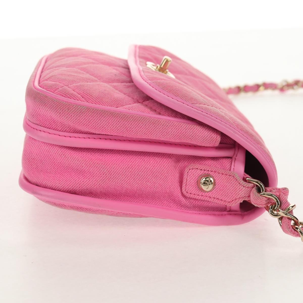 Chanel Flap Messenger Bag Quilted Denim Pink Canvas Shoulder Bag Bag