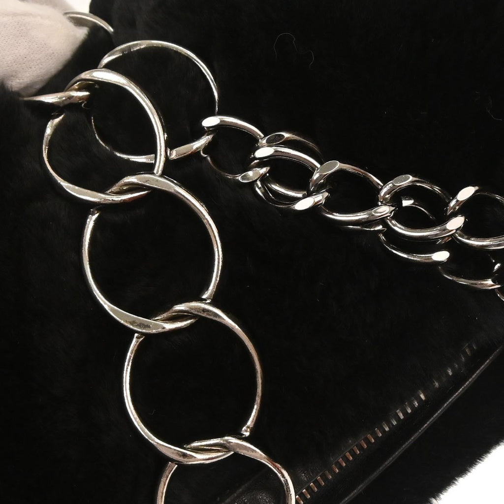 Chanel Chain Hobo Lapin Fur Black Fur Handbag
