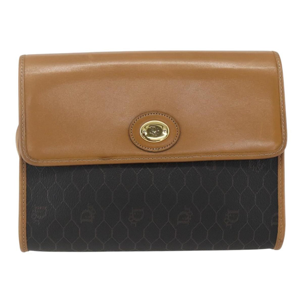 Christian Dior Vintage Honeycomb Shoulder Bag Canvas And Leather Black Pvc Shoulder Bag Bag (Pre-Owned)