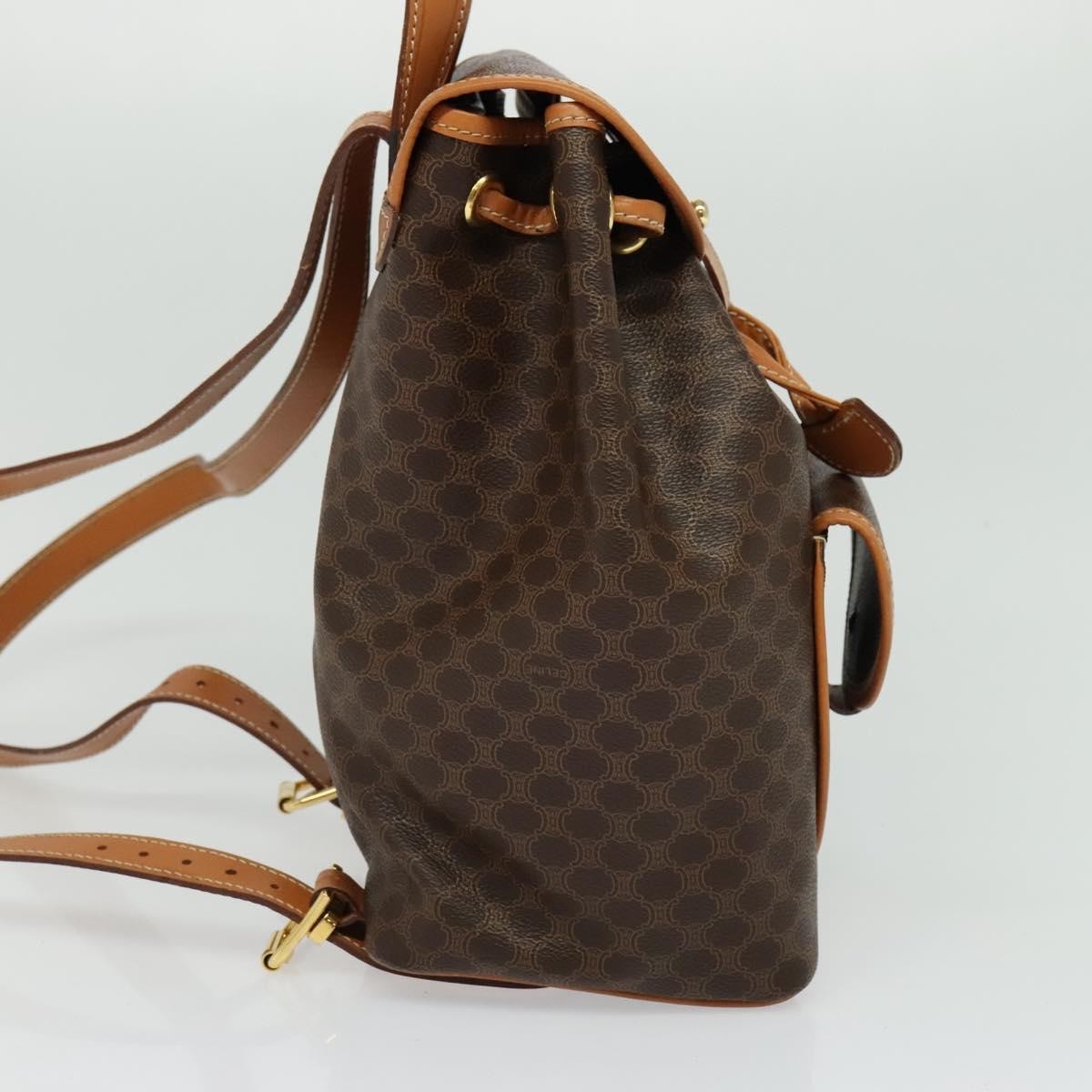 Celine Vintage Macadam Backpack Canvas And Leather Brown Pvc Backpack Bag