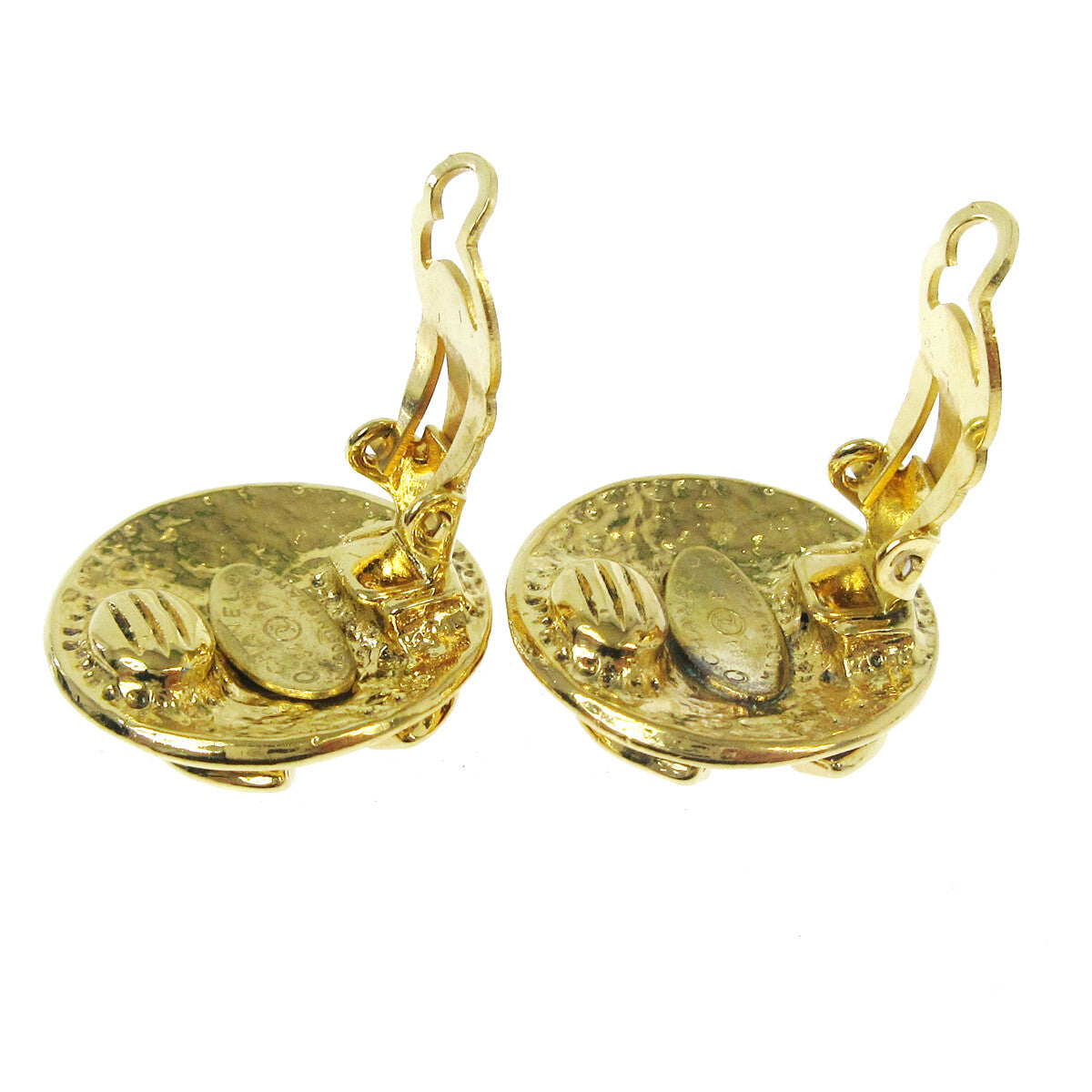 Chanel Vintage Cc Round Clip-On Earrings Metal Gold Gold_Plated Earrings Jewelry