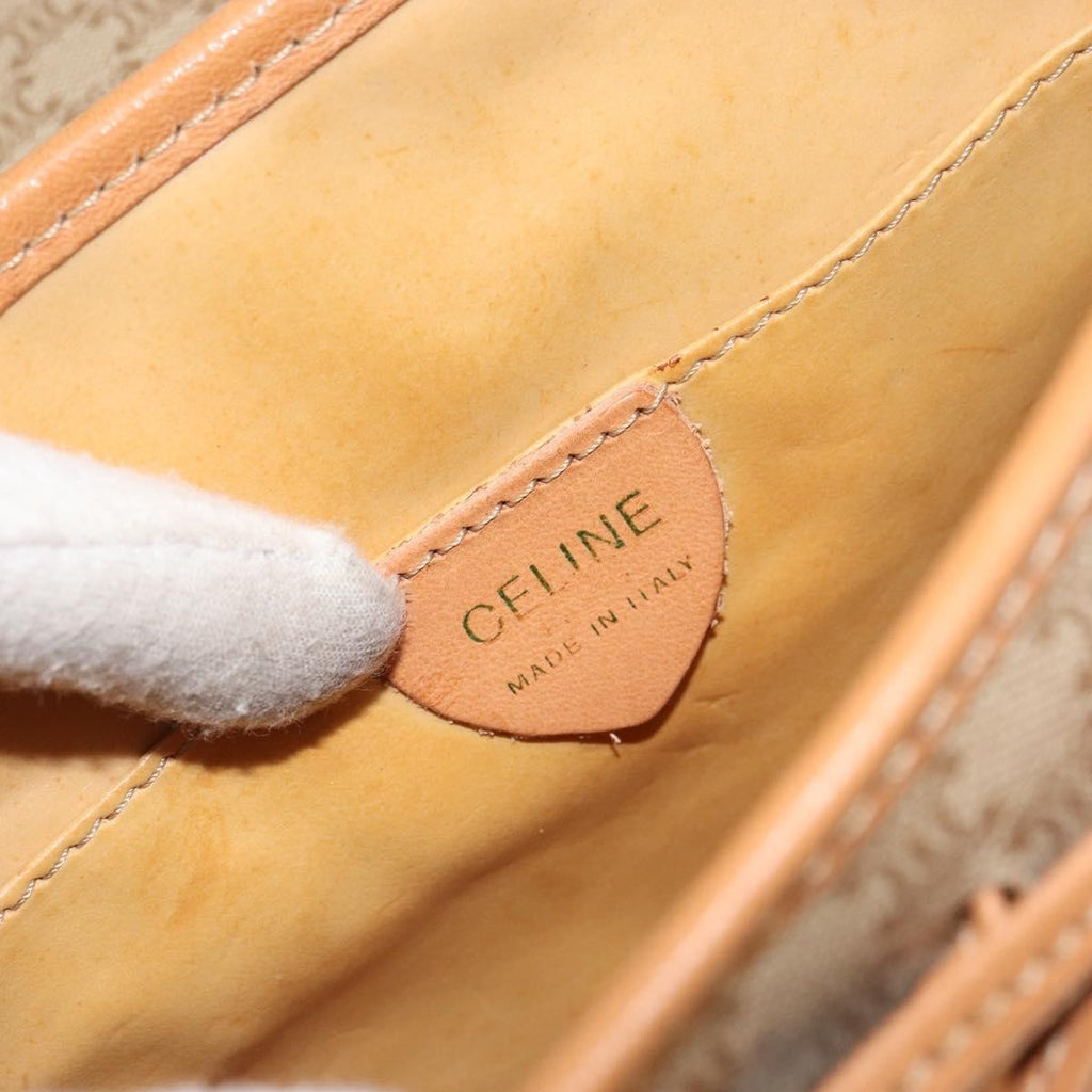 Celine Vintage Macadam Shoulder Bag Canvas And Leather Beige Canvas Shoulder Bag Bag