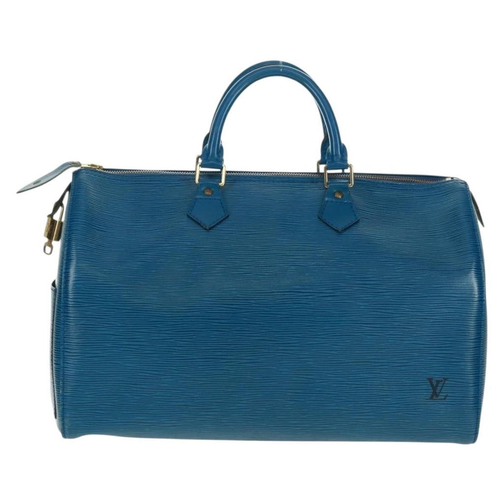Louis Vuitton Speedy Handbag Epi Leather Blue Leather Handbag