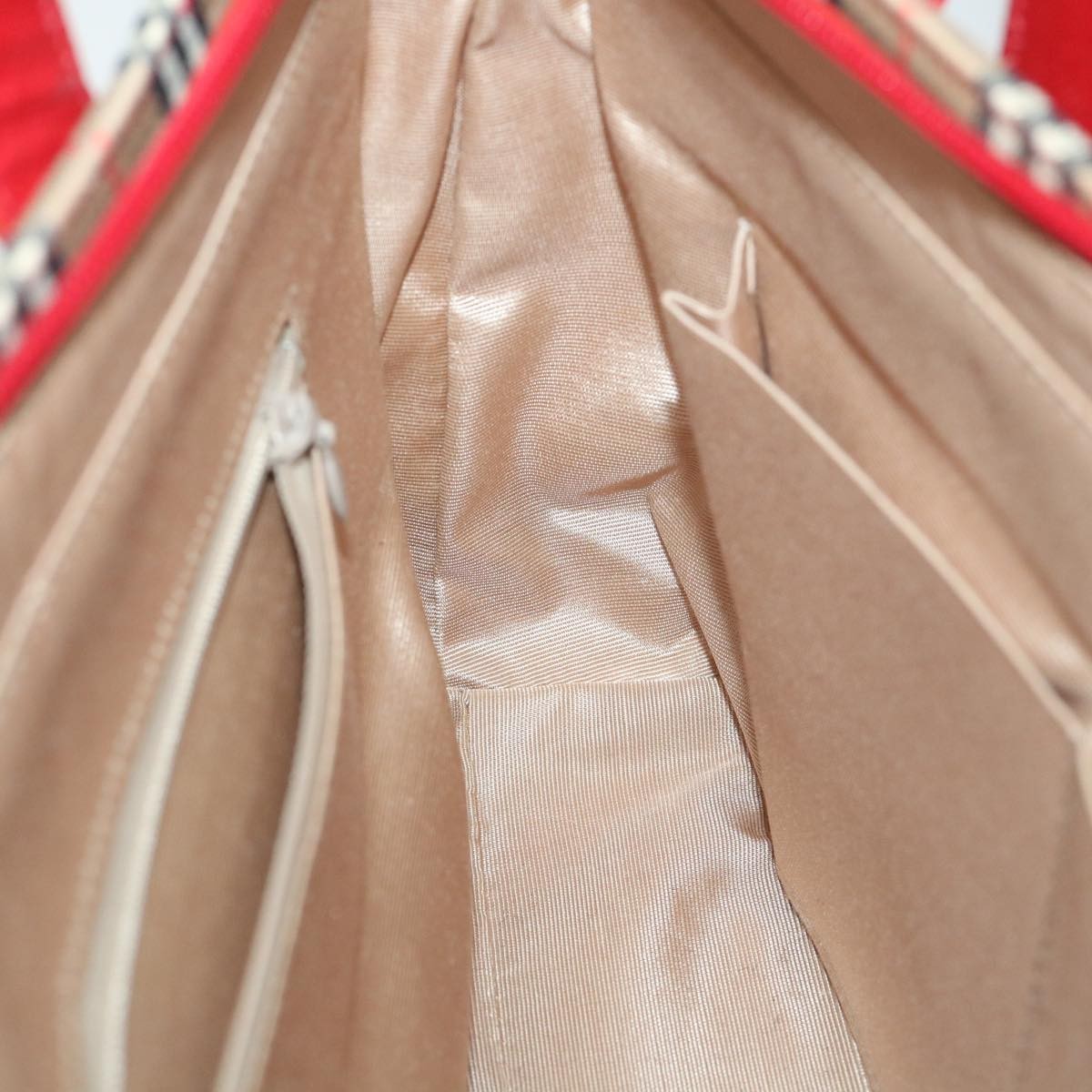 Burberry Nova Check Handbag Leather And Nylon Beige Nylon Handbag