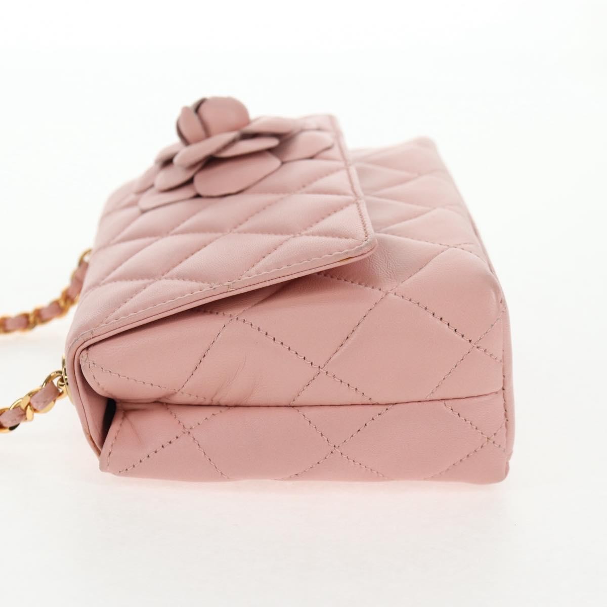 Chanel Vintage Camellia Flap Bag Quilted Lambskin Pink Leather Bag