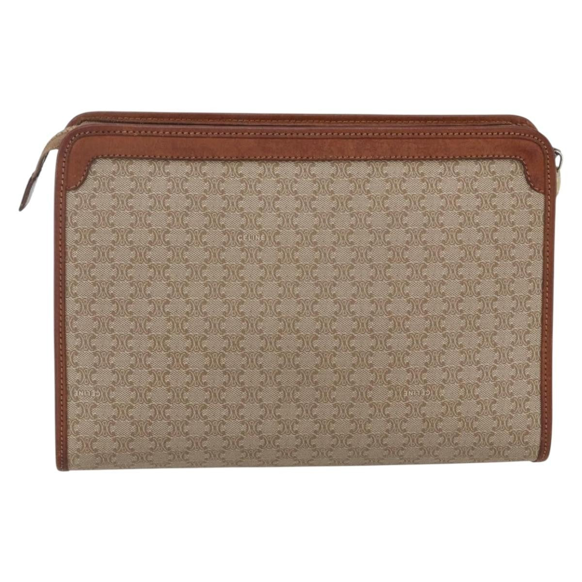 Celine Macadam Pochette Canvas And Leather Beige Canvas Clutche & Pouche Bag