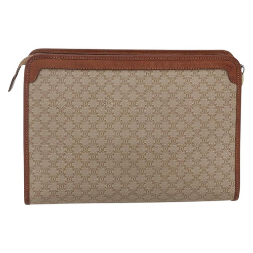 Celine Macadam Pochette Canvas And Leather Beige Canvas Clutche & Pouche Bag
