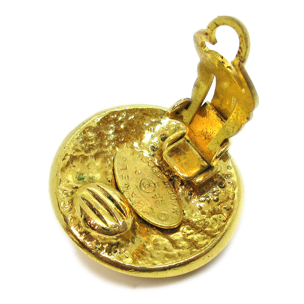 Chanel Cc Button Clip-On Earrings Metal Gold Gold_Plated Earrings Jewelry