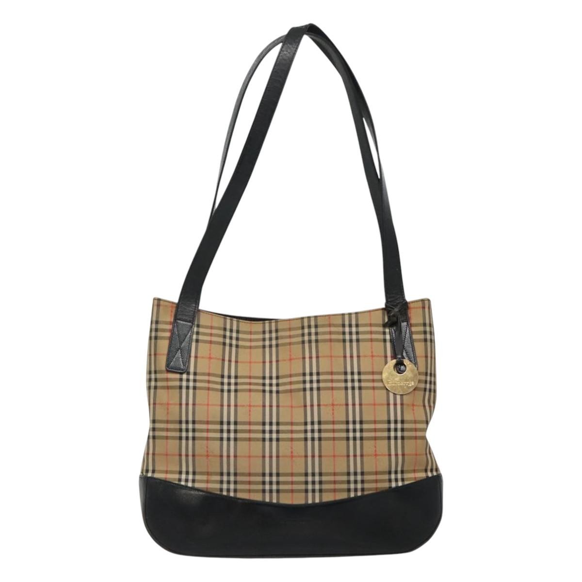 Burberry Nova Check Tote Canvas And Leather Beige Canvas Tote Bag
