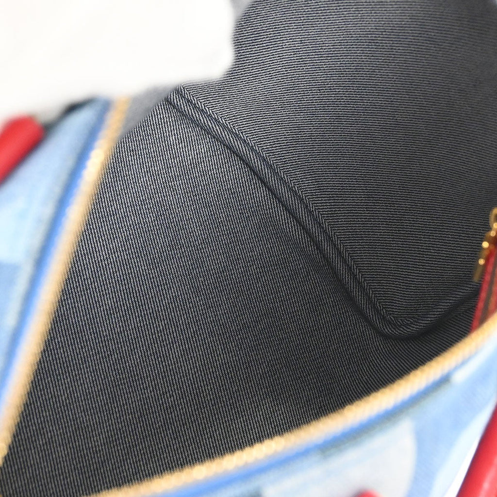 Louis Vuitton Speedy Bandouliere Bag Damier And Monogram Patchwork Denim Blue Denim_Jeans Handbag