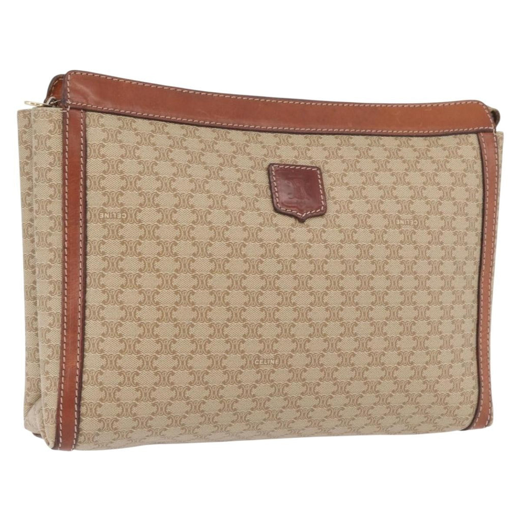 Celine Macadam Pochette Canvas And Leather Beige Canvas Clutche & Pouche Bag