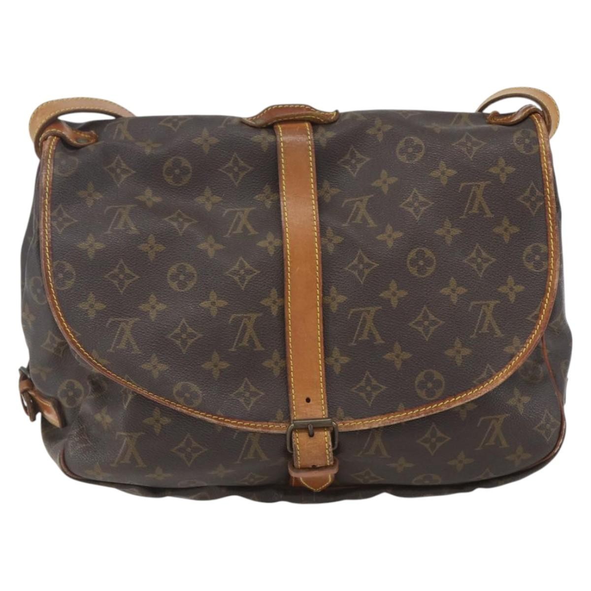 Louis Vuitton Saumur Handbag Monogram Canvas Brown Canvas Shoulder Bag