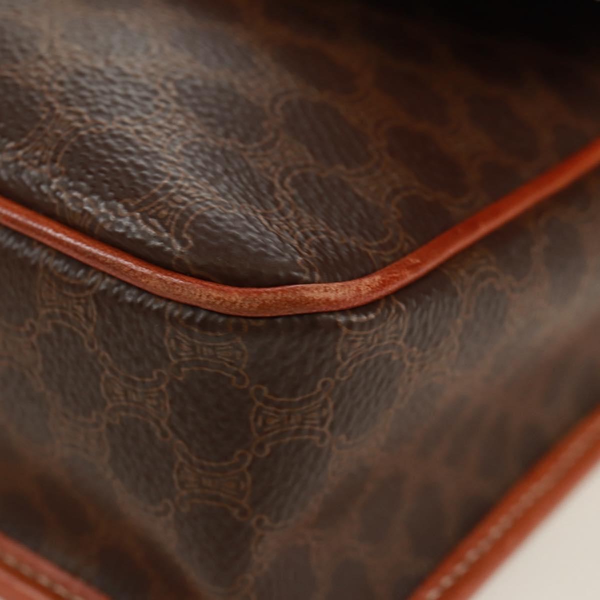 Celine Vintage Macadam Circle Logo Shoulder Bag Canvas And Leather Brown Canvas Shoulder Bag Bag