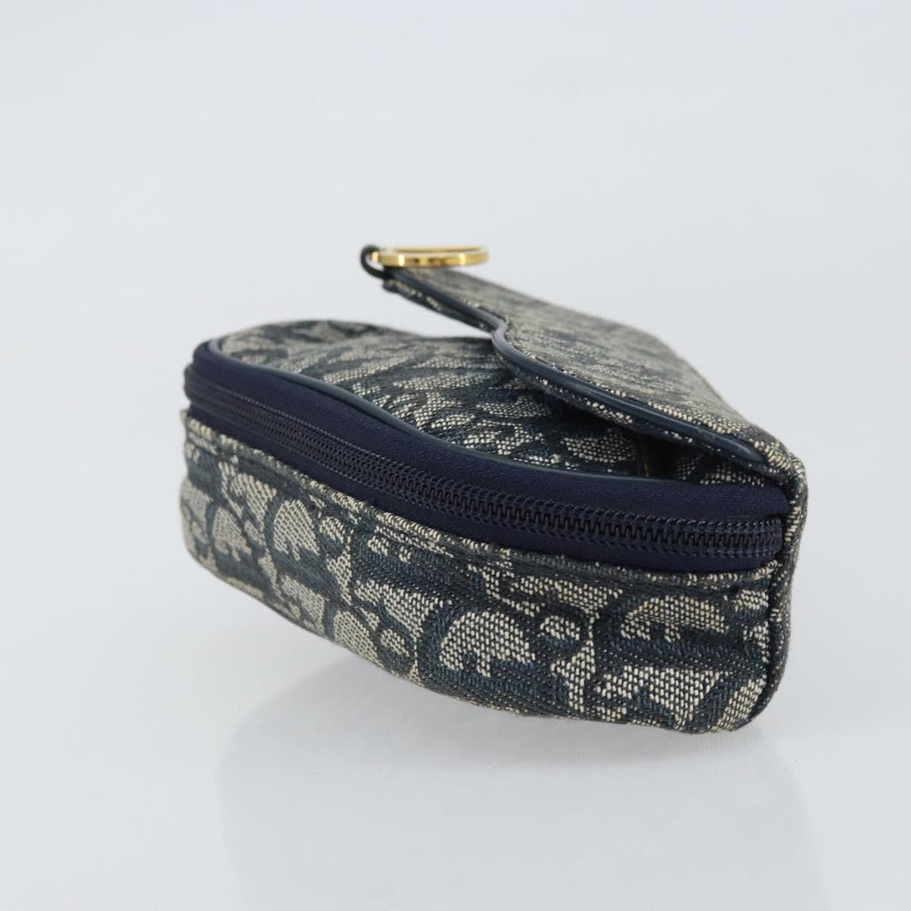 Christian Dior Vintage Saddle Coin Purse Diorissimo Canvas Navy Canvas Clutche & Pouche Bag (Pre-Owned)
