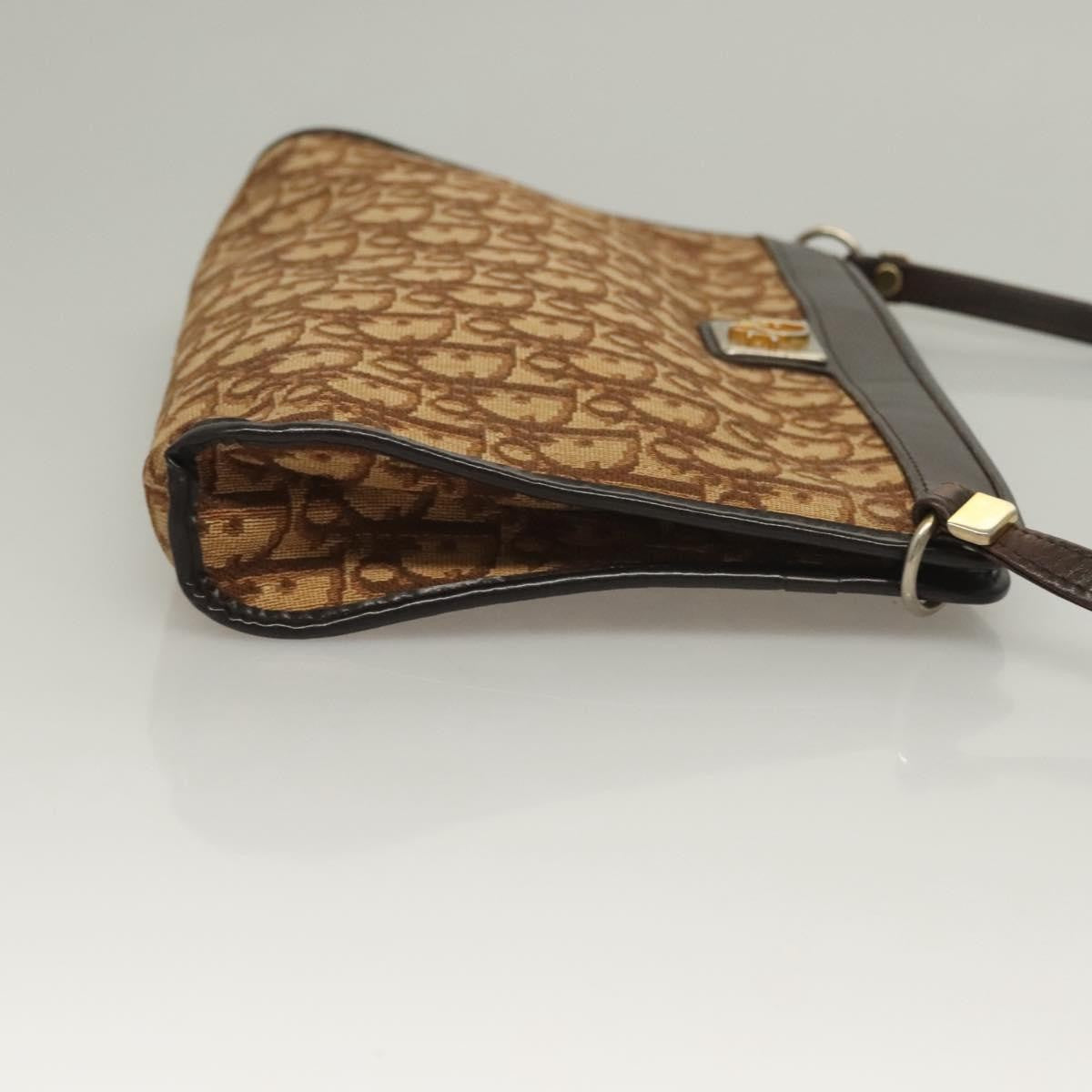 Christian Dior Vintage Trotter Shoulder Bag Canvas Brown Canvas Bag (Pre-Owned)