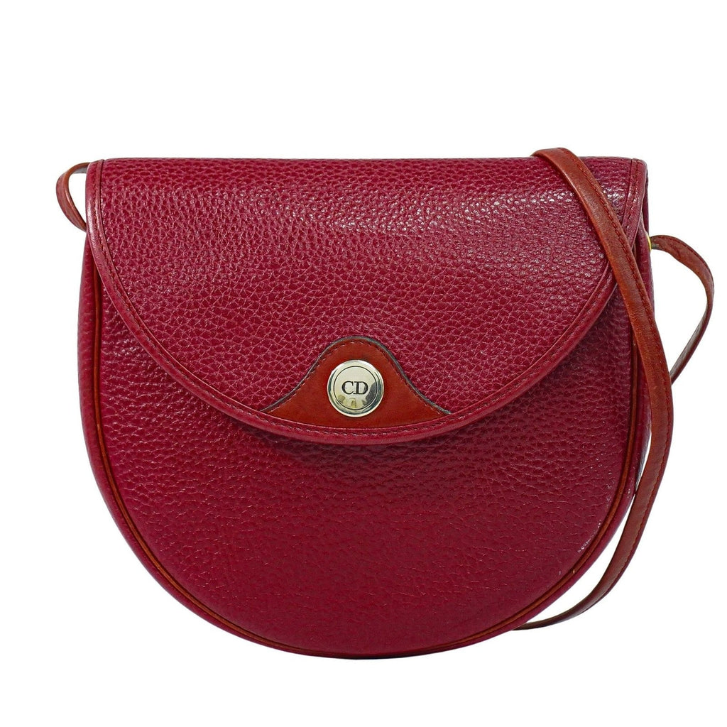 Christian Dior Vintage Shoulder Bag Leather Red Leather Shoulder Bag Bag (Pre-Owned)