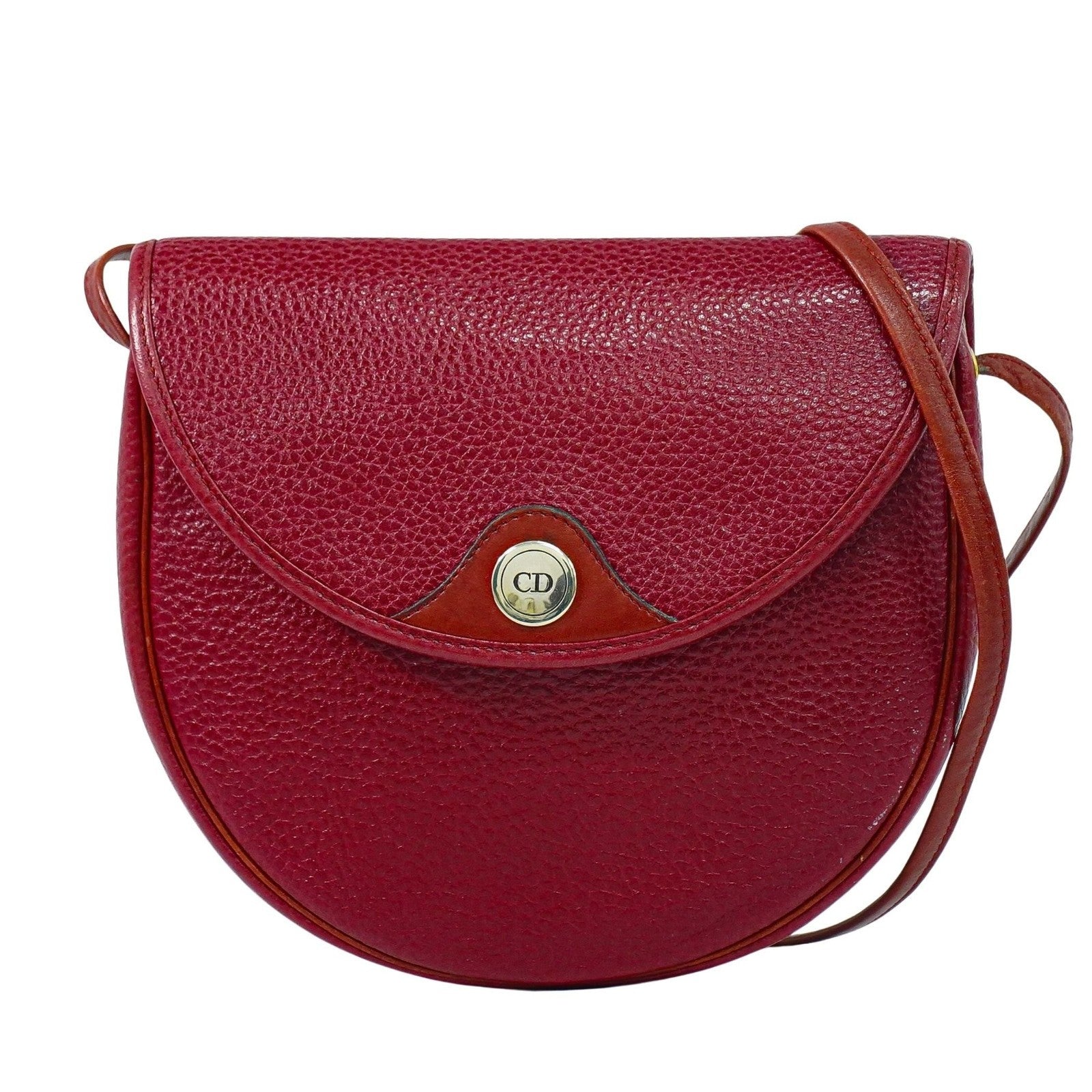 Christian Dior Vintage Shoulder Bag Leather Red Leather Shoulder Bag Bag (Pre-Owned)