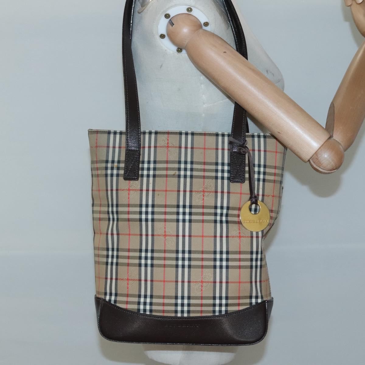 Burberry Nova Check Tote Canvas And Leather Beige Canvas Tote Bag