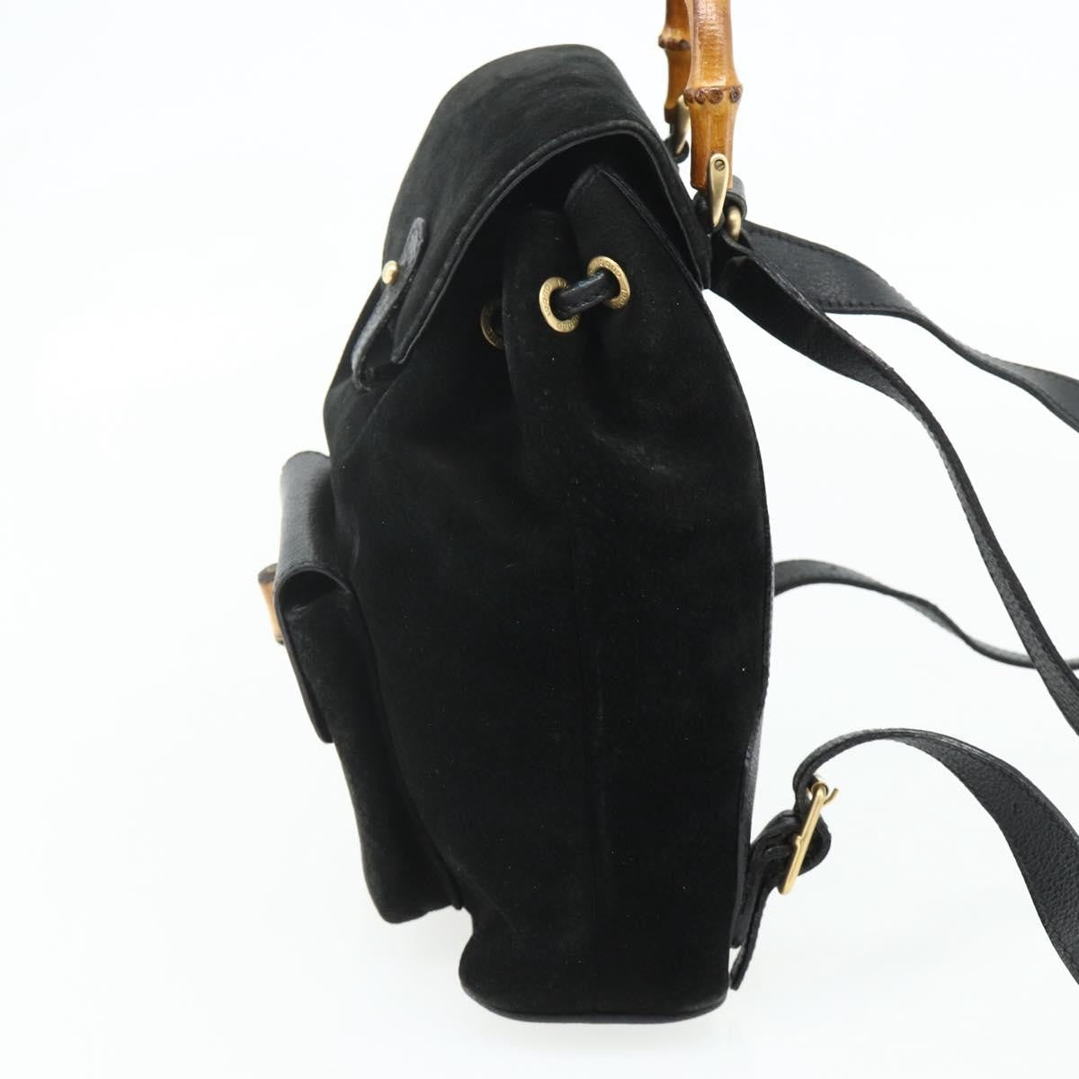 Gucci Gucci Bamboo Backpack Daim Black Suede Backpack Bag (Pre-Owned)