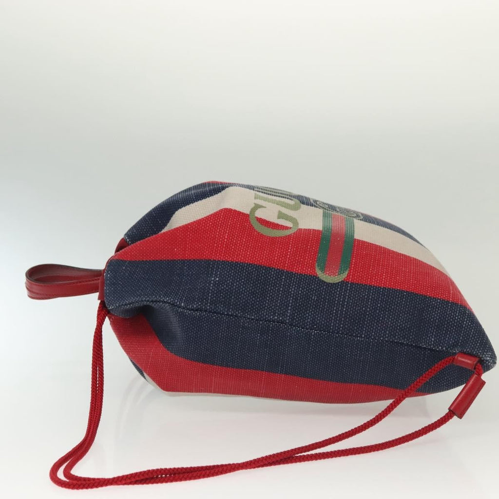 Gucci Logo Drawstring Backpack Striped Canvas Multicolour Canvas Backpack Bag (Pre-Owned)