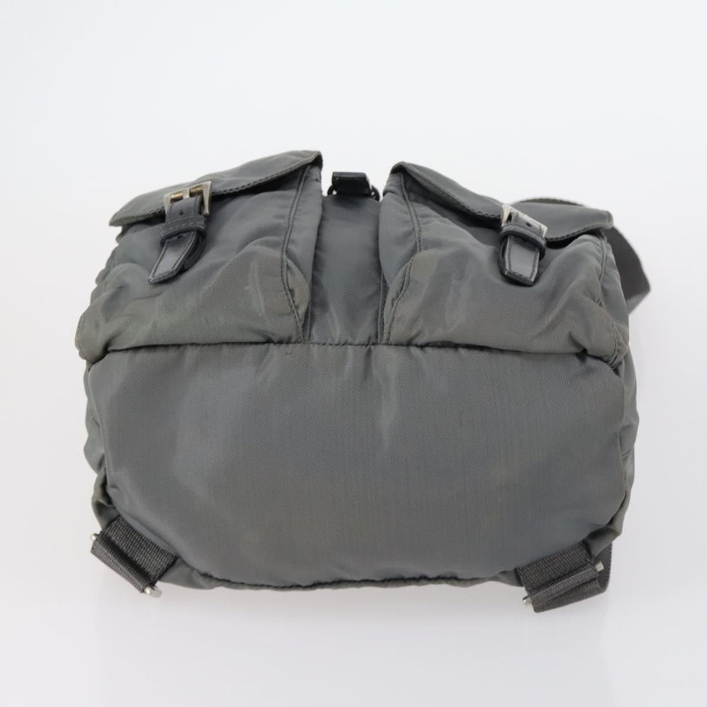 Prada Double Front Pocket Backpack Tessuto Gray Nylon Backpack Bag