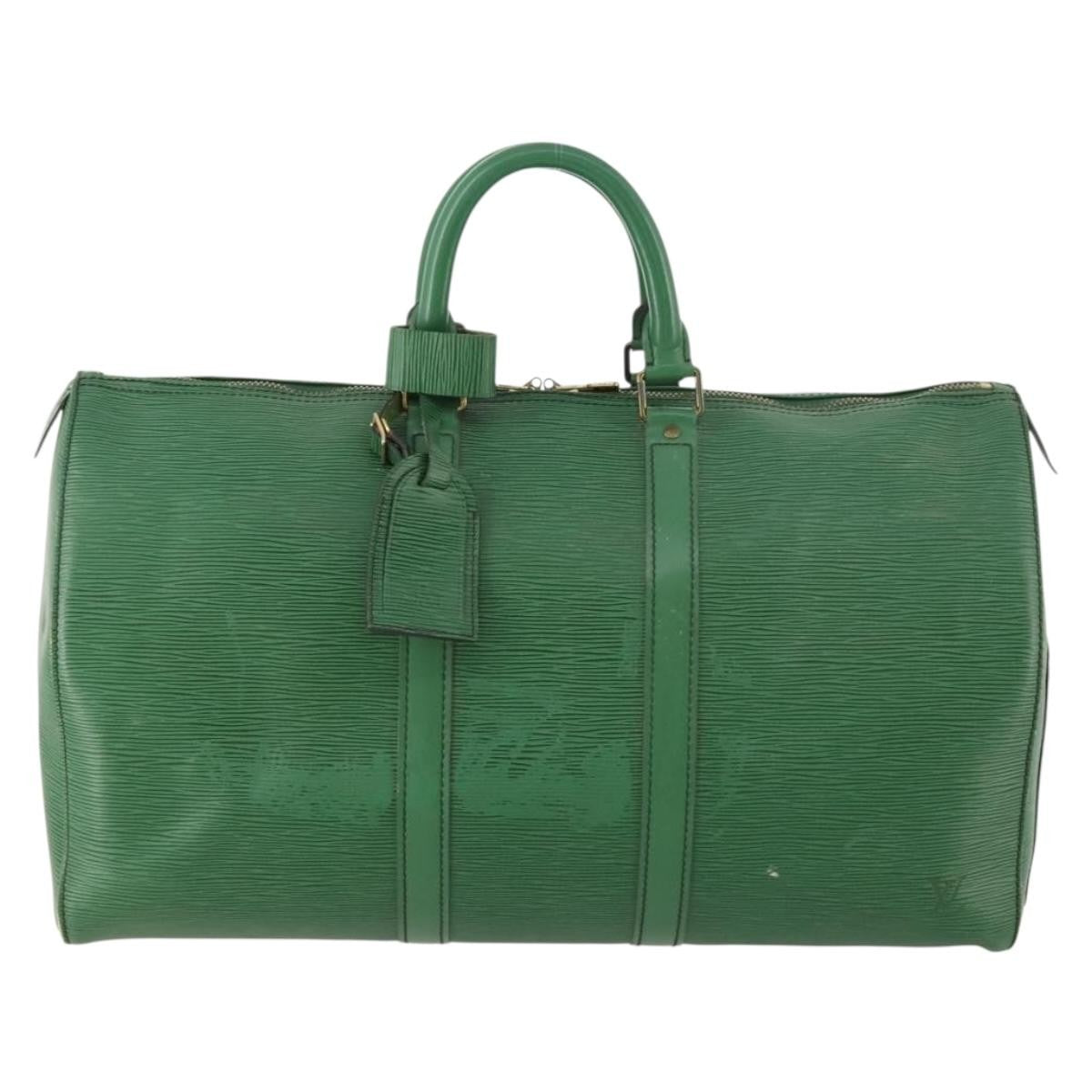 Louis Vuitton Keepall Bag Epi Leather Green Leather Travel Bag