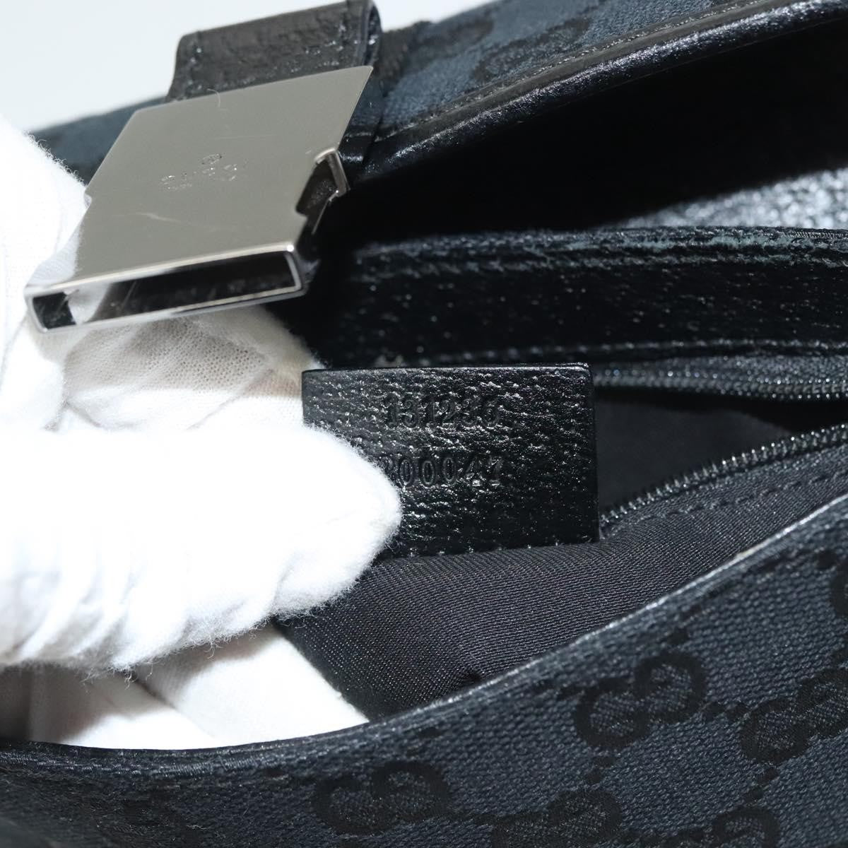 Gucci Buckle Belt Bag Gg Canvas Black Canvas Bag (Pre-Owned)