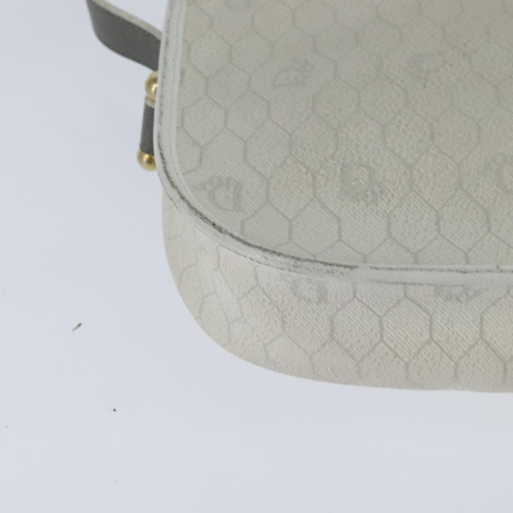 Christian Dior Vintage Honeycomb Flap Crossbody Bag Canvas And Leather White Canvas Shoulder Bag Bag (Pre-Owned)
