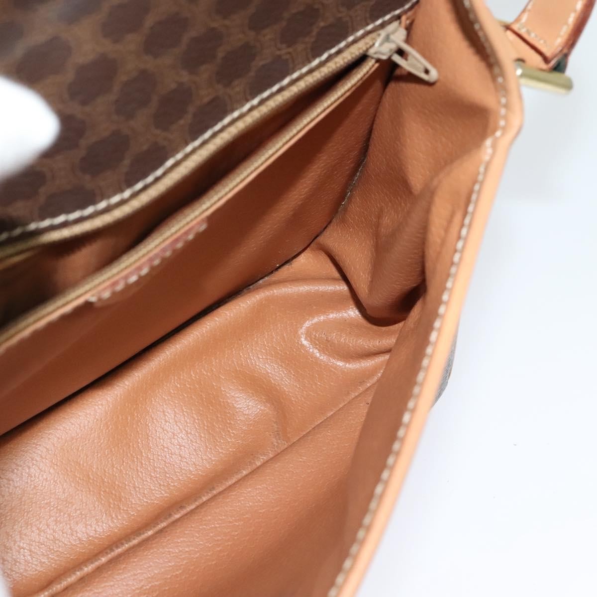 Celine Vintage Macadam Circle Logo Shoulder Bag Canvas And Leather Brown Pvc,Canvas Shoulder Bag Bag