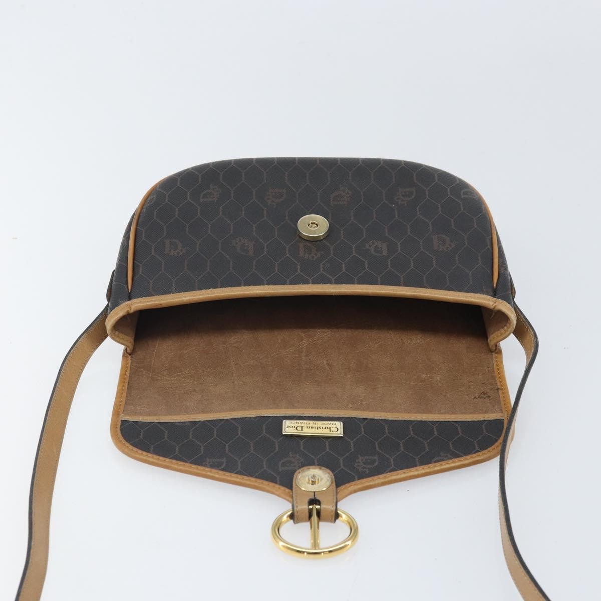 Christian Dior Vintage Honeycomb Shoulder Bag Canvas And Leather Black Canvas Shoulder Bag Bag (Pre-Owned)