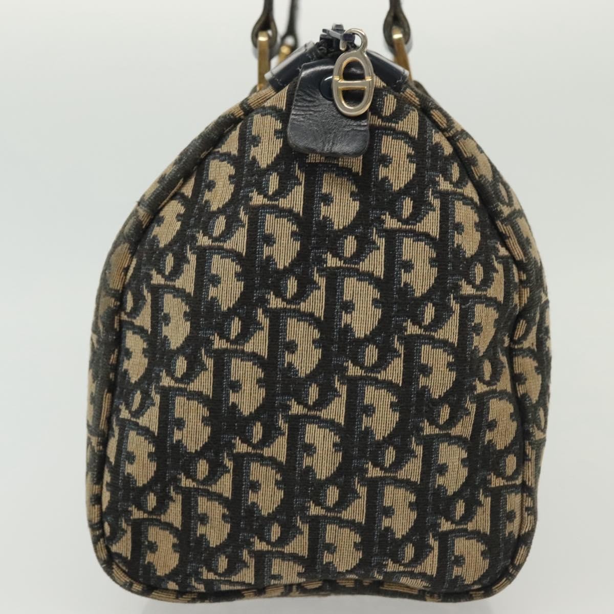 Christian Dior Vintage Trotter Boston Bag Diorissimo Canvas Navy Canvas Bag (Pre-Owned)