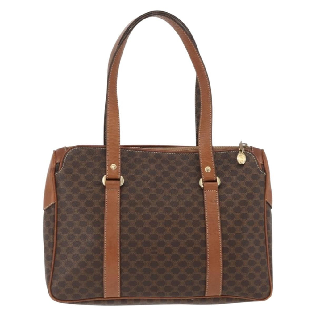 Celine Vintage Macadam Handbag Canvas And Leather Brown Canvas Handbag