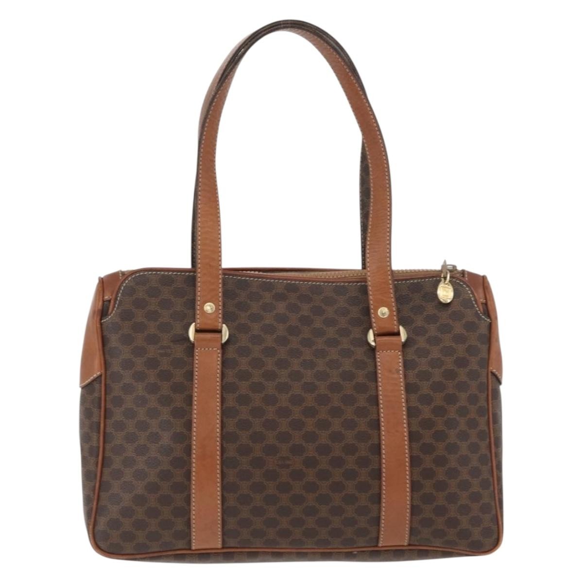 Celine Vintage Macadam Handbag Canvas And Leather Brown Canvas Handbag
