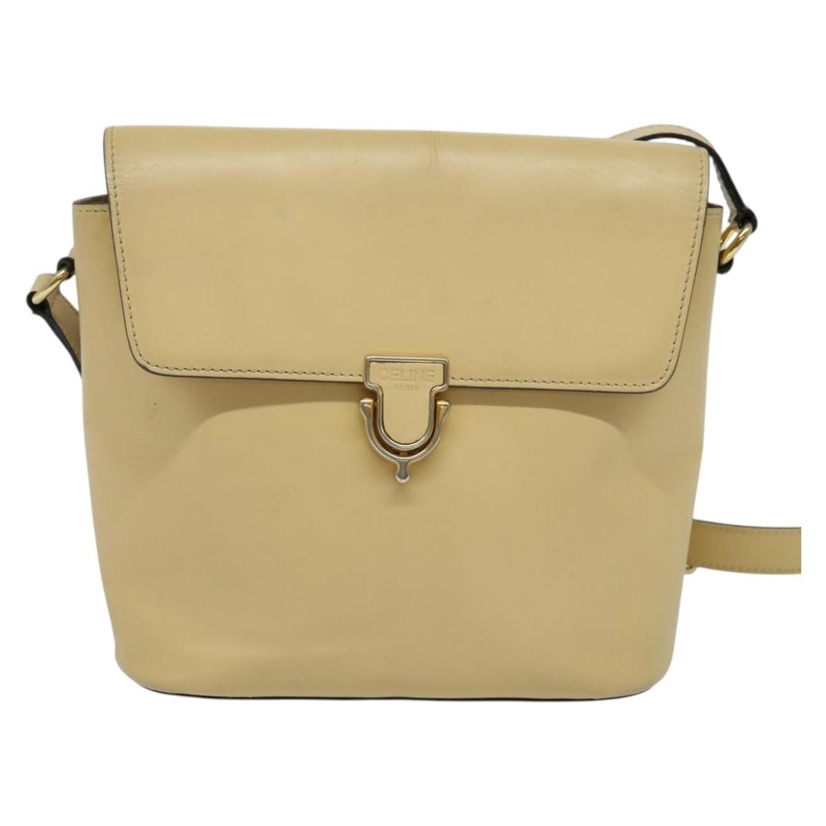Celine Shoulder Bag Leather Beige Leather Bag