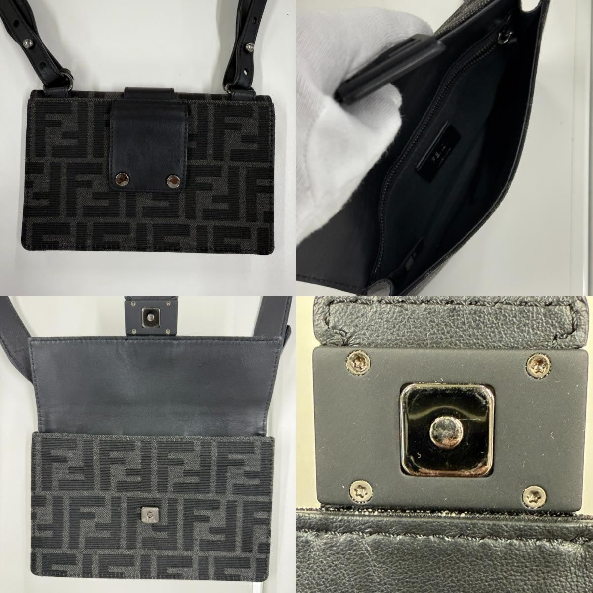Fendi Baguette Convertible Belt Bag Zucca Canvas Black Canvas Shoulder Bag Bag